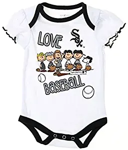 Outerstuff MLB Chicago White Sox Baby Girls Infants Peanuts Love Baseball Creeper, White