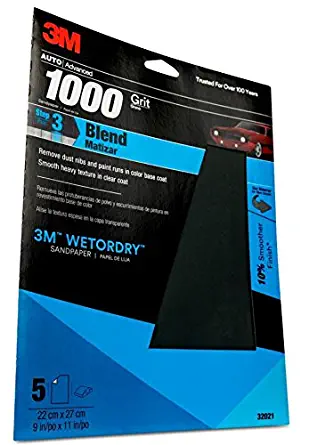 3M Imperial Wetordry Paper Sheets, 9" x 11", Ultra Fine 1000 Grade, 5 sheets per pack (32021)