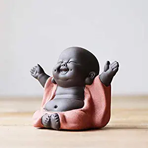 Kingzhuo Ceramic Little Cute Buddha Statue Monk Figurine Creative Baby Crafts Dolls Ornaments Gift Chinese Delicate Ceramic Arts and Crafts (Type 1)