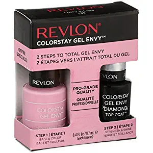 Revlon ColorStay Gel Envy Longwear Nail Polish, with Built-in Base Coat & Glossy Shine Finish, 118 Lucky in Love and Diamond Top Coat, 0.4 oz (2 pack)