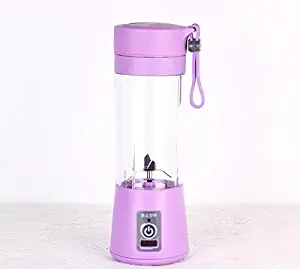 Portable Mini Personal Juicer. Personal Blender USB Charger Fruit Mixing Machine, Mini Fruit Juice Extractor, Electric Rechargeable Mixer Cup 380ml(Purple)