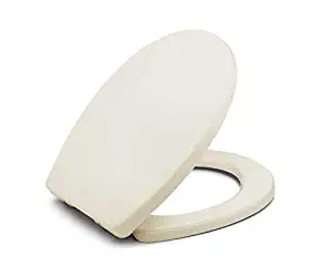 Bath Royale BR283-02 MasterSuite Round Toilet Seat with Cover, Almond/Bone, Slow-Close, Quick-Release for Easy Cleaning