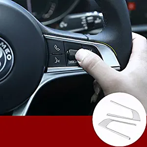 HOTRIMWORLD Interior Steering Wheel Button Frame Trim Cover 2pcs for Alfa Romeo Giulia 952 2017-2019