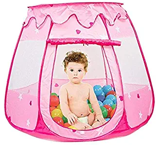 Famoy Folding Pink Princess Play Tent Toddler Ball Pits, Girl Toys Gifts Easy Pop Up Indoor and Outdoor Use (Balls not Included)