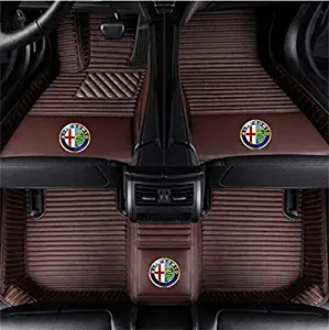 OO Car Mat Fit for Alfa Romeo Stelvio Giulia 2017 2018 2019 Luxury Leather Waterproof Floor mats Non-Toxic and Tasteless Logo Stripe