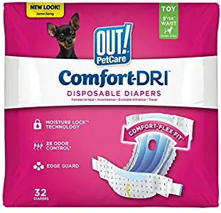 OUT! Disposable Female Dog Diapers | Absorbent Female Dog Diapers with Leak Protection | Female Dogs in Heat, Excitable Urination, or Incontinence