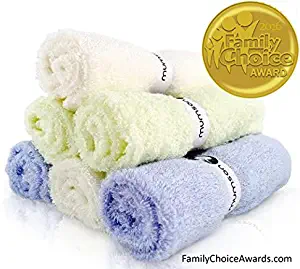 MUMSON Luxury SOFT Baby Bath Washcloths, Family Choice Awards Winner and Baby Maternity Top Chocie Award winner 6 Pack 10"x10" Larger Organic Bamboo Washcloths-Reusable Wipes for Sensitive Skin.