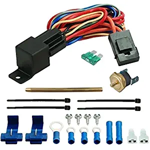 American Volt Electric Fan Radiator Fin Push-in Probe Thermostat Wiring Relay Switch Temp Sensor Kit (3" Inch Probe, 170'F On - 155'F Off)