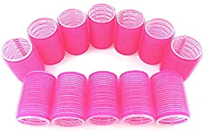 MINGHU Jumbo Hair Rollers Curlers Multicolor Self Grip Cling Nylon Plastic Sticky Curling Tools Pro Salon Hairdressing Curlers Or DIY Curly Hairstyle Color Random(40mm 1-1/2 Large Size 12PCS)