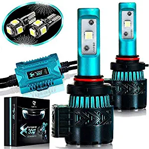 Glowteck LED Headlight Bulbs Conversion Kit – 9005(HB3) CREE XHP50 Chip 12000 Lumen/Pair 6K Extremely Bright 68w Cool White 6500K For Bright & Greater Visibility 2 Year Warranty