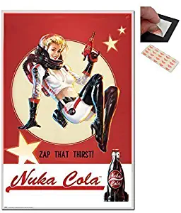 Bundle - 2 Items - Fallout Nuka Cola Poster - 91.5 x 61cms (36 x 24 Inches) and a Set of 4 Repositionable Adhesive Pads For Easy Wall Fixing