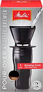 Melitta Cone Pour Over Coffee Brewer and Ready Set Joe Mug, Black