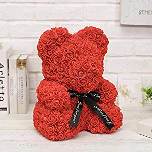 Red Rose Bear | San Valentin Day Rose Bear for Valentines Day by Decor & Co (Red, 10")