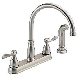 Delta Faucet Windemere 2-Handle Kitchen Sink Faucet with Side Sprayer in Matching Finish, Stainless 21996LF-SS