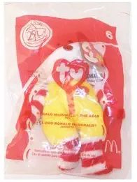 1 X TY McDonald's Teenie Beanie - #6 RONALD McDONALD the Bear (2004) [Toy]