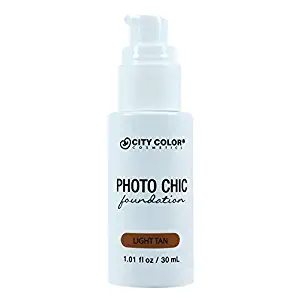 CITY COLOR COSMETICS Photo Chic Liquid Foundation | Oil Free Medium To Full Coverage, Combination Oily Skin (Light Tan)