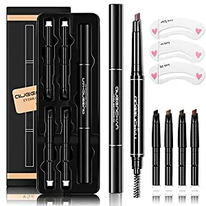 5 in 1 Waterproof Eyebrow Pencil - Long Lasting Eyebrow Pencil with Brow Brush Automatic Makeup Cosmetic Tool(5 colors in one box,with 4 pcs Replacement Eyebrow Pencil)