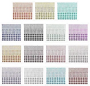 Rhinestone Stickers,Self-Adhesive Rhinestones,DIY Self Adhesive Gem Rhinestone Embellishment Stickers,Ideal for Face,Body,Carnival,Crafts&Embellishments (15 Sheets)