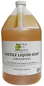 Natural Way Organics Ultra Mild Unscented Castile Soap - Perfect for Natural Skin Care and Hair Care - Make Your Own DIY Green Cleaning Products - 100% Pure - No Artificial Chemicals, Fragrances or Colorants 128 ounce