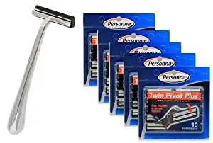 Trac II Razor + 50 Personna Twin Pivot Plus Refill Blades by Trac II