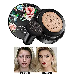 Firstfly Mushroom Air Cushion BB Cream, Moisturizing Concealer Makeup Base Primer Brightening Pigment CC Liquid Foundation (Natural)