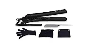 Bellezza Hair Straightener Flat Iron For Hair Professional Collection 1.25 Inch Ceramic Dual Voltage Bundle With Travel Size Mini 0.5 Inch - Planchas De Cabello (Black)