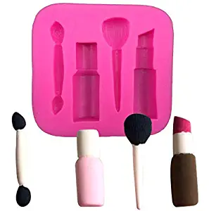 Lipstick Shape Silicone Fondant Mold Eyebrow Blush Brush Shape Fondant Mold Women Makeup Silicone Cake Decoration Mold