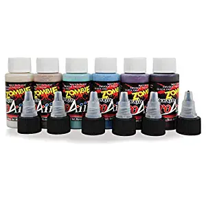 Face Painting Makeup - ProAiir Waterproof Makeup - Third Set of 6 Ghoulish Zombie Colors - 1 oz (30ml)