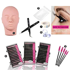 Training Mannequin Head False Eyelashes Extensions Practice Kit Set for Makeup Training and Eyelash Graft(No Contain Glue)