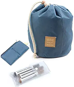 Decor Hut Makeup Bath Organizer Travel Bag Drawstring High Capacity Elegant (Blue)