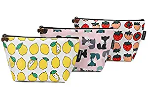 Sea Team 3pcs Waterproof Fabric Cosmetic Bags Portable Travel Toiletry Pouch Makeup Organizer Clutch Bag with Zipper (ST-CB0622A)