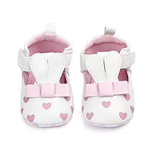 Baby Cute Shoes Newborn Animal Pattern Infant Moccasins Print Love Soft Sole Shoes PU Leather Rabbit Long Ear Toddler For 0-18M (0-6months_11cm, White)