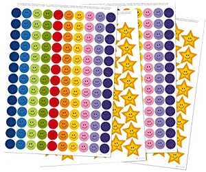 Reusable Extra Reward Stickers for Rewarding Good Behavior and Positive Reinforcement - Star Stickers, Reward Stickers: 356 Stickers in total! - 260 Smiley Face Stickers and 96 Gold Star Stickers