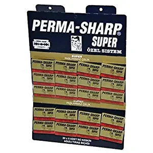 Perma-Sharp Double Edge Safety Razor Blades, 100 Count, (20 packs of 5 blades on a display card)