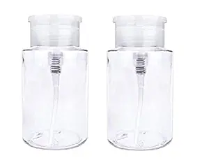 VNDEFUL 2PCS 100ml (3.5 oz) Nail Polish Remover Pump Dispensers, Empty Plastic Pump Dispenser Bottle with Flip Top Cap