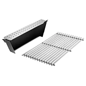 Weber 7563 Gas Grill Smoker Box and Stainless Steel Cooking Grate Insert Fits Genesis 300 Series Gas Grill