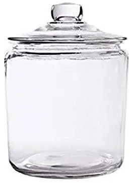 Glass Cookie Candy Penny Jar with Glass Lid, 1 Gallon Old Fashioned Clear Round Storage Container