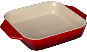 Le Creuset PG1057S-2467 Stoneware Square Dish, 9.5-Inch, Cerise (Cherry Red)