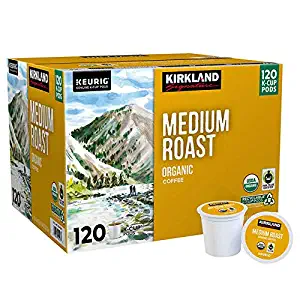 Kirkland Signature Coffee Organic Medium Roast Blend Recyclable Fair-Trade K-Cup Pods: 120-count