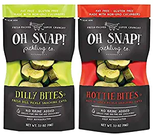 Oh Snap! Fresh Pickle Bites Dill & Hottie Variety Pack, 3.5 oz, Pack of 12