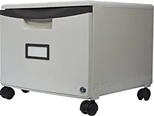 Storex Plastic 1-Drawer Mobile File Cabinet, Letter/Legal, Gray/Black