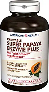 American Health, Super Papaya Enzyme Plus, 360 Chews (2 Pack)