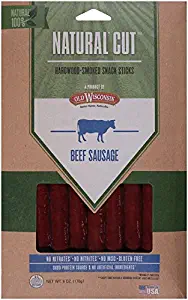 Old Wisconsin Natural Cut Beef Sausage Snack Sticks, Naturally Smoked, Ready to Eat, High Protein, Low Carb, Keto, Gluten Free, No Preservatives or Nitrates, 6 Ounce