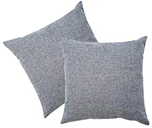 Nexlevl Premium Linen Decorative Farmhouse Throw Pillow Covers 18x18 Inch For Sofa Car Bed Chair and Couch Pillows Insert Cushion Cases Shams for Indoor Outdoor Home Decor, Set of 2 Grey, 18 x 18 Inch