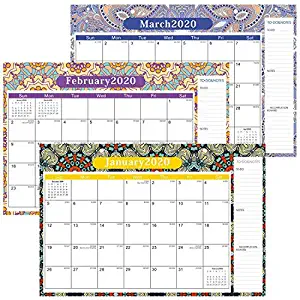 2020-Desk-Calendar-11x17 Desktop Pad Calendar Academic Wall Calendar Monthly Blotter Family Calendar 12 Month
