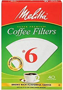 Melitta Cone Coffee Filters White No. 6 40 Count, Pack of 6