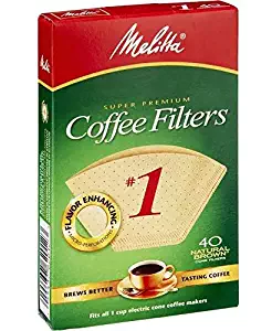 Melitta 620122 Size 1 Natural Brown Coffee Filters, 40 Count